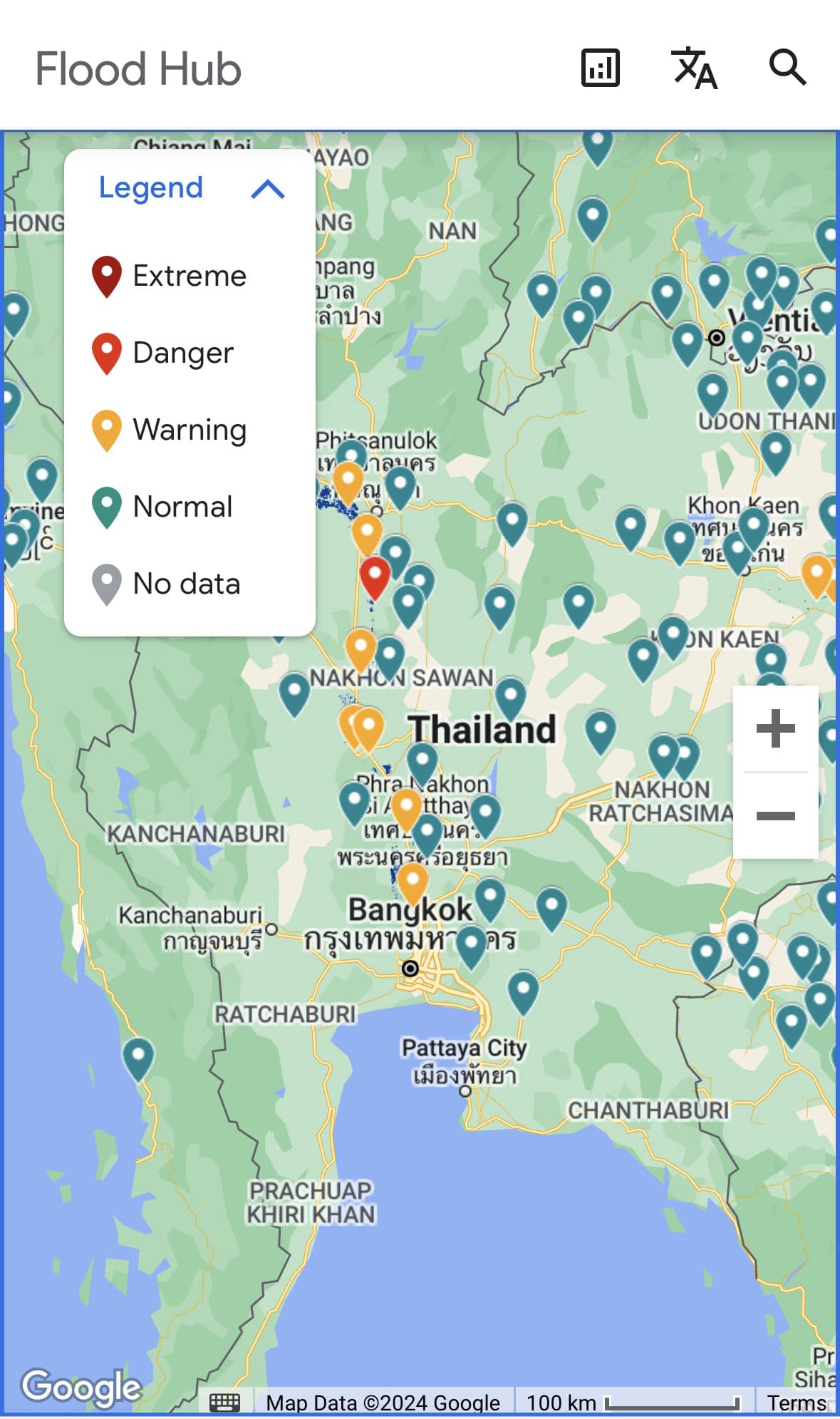 เว็ปเช็คระดับน้ำ Google Flood Hub