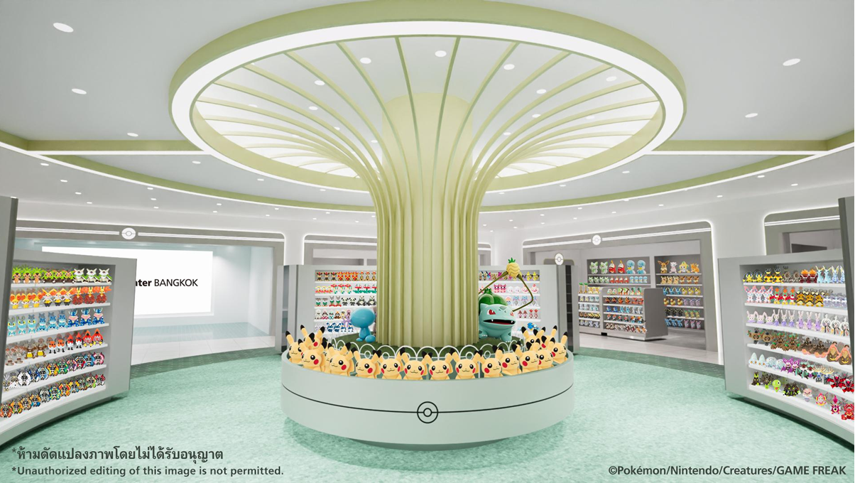 ทางเข้า Pokémon Center BANGKOK พร้อมการต้อนรับของพิคาชูและเชมิน